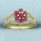 Vintage Ruby Flower Design Ring In 18k Yellow Gold