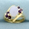Purple Jade Amethyst And Diamond Ring In 14k Yellow Gold