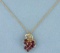 Ruby And Diamond Pendant On Chain In 14k Yellow Gold