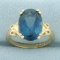 Vintage 6ct Blue Topaz Ring In 10k Yellow Gold