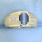 Mens Cats Eye And Diamond Ring In 10k Yellow Gold