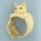 Cat Ring With Emeralds In 14k Yellow Gold