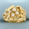 Mens Diamond Nugget Design Ring In 14k Yellow Gold