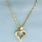 Diamond Heart Necklace In 10k Yellow Gold