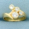 1ct Bezel Set Bubbles Design Diamond Ring In 14k Yellow Gold