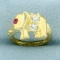 Ruby Elephant Ring In 14k Yellow Gold