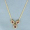 Italian Ruby And Diamond Necklace In 14k Yellow Gold