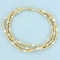 Three Strand Gold Bead And Pearl Necklace In 14k Yellow Gold