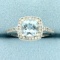 Aquamarine And Diamond Ring In 10k White Gold