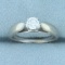 Solitaire Diamond Cathedral Engagement Ring In 14k White Gold