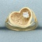Diamond Heart Ring In 14 Yellow Gold