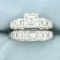 Diamond Engagement And Wedding Band Ring Set In 14k White Gold