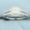 Diamond Halo Engagement Ring In 14k White Gold