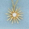 Diamond Sun Necklace In 14k Yellow Gold