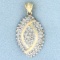 Diamond Cluster Pendant In 14k Yellow And White Gold