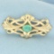 Vintage Emerald And Diamond Pendant In 14k Yellow Gold