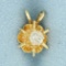 Solitaire Diamond Star Design Pendant In 14k Yellow Gold