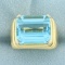 13ct Swiss Blue Topaz Statement Ring In 18k Yellow Gold