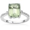3ct Green Amethyst And Diamond Ring In Sterling Silver