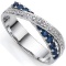 Sapphire And Diamond Criss Cross Ring In Sterling Silver
