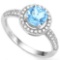 1ct Sky Blue Topaz And White Sapphire Halo Ring In Sterling Silver
