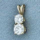 2 Stone Diamond Pendant In 14k White Gold