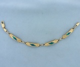 Black Opal Designer Link Bracelet In 14k Yellow And White Gold