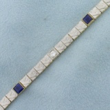 Vintage Sapphire And Diamond Bracelet In 14k White And Yellow Gold