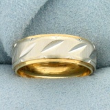 Two Tone Band Ring In 14k Yellow And White Gold