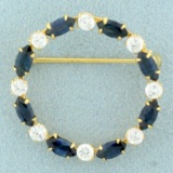 Sapphire Circle Pin In 14k Yellow Gold