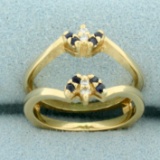 Sapphire And Diamond Ring Jacket In 14k Yellow Gold