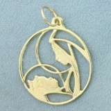 Mother And Child Abstract Pendant In 14k Yellow Gold