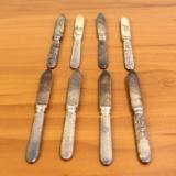 Antique Set Of 8 Rogers Silverplate Fruit Knives