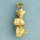 Man Playing Conga Drum Pendant Or Charm In 14k Yellow Gold