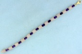 Amethyst And Purple Jade Line Bracelet In 14k Yellow Gold