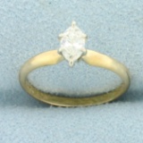 Solitaire Marquise Diamond Engagement Ring In 14k Yellow Gold