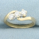 3 Stone Diamond Wedding Or Anniversary Ring In 14k Yellow Gold