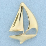 Sailboat Pendant Or Slide In 14k Yellow Gold