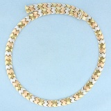 Tri-color Link Necklace In 10k Yellow, White, And Rose Gold