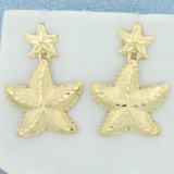 Starfish Dangle Earrings In 14k Yellow Gold