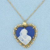 Mother And Child Cameo Pendant On Chain In 10k Yellow Gold