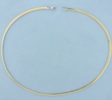 Reversible Omega Necklace In 14k Yellow And White Gold