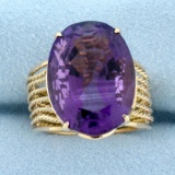 11ct Amethyst Rope Design Statement Ring In 10k Yellow Gold