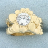 Cz Nugget Ring In 14k Yellow Gold