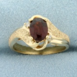 Vintage Garnet Ring In 10k Yellow Gold