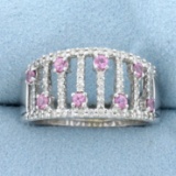 Pink Sapphire And Diamond Ring In 14k White Gold