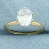 Vintage Oval Cz Solitaire Engagement Ring In 14k Yellow Gold