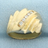 Unique Designer Diamond Ring In 14k Yellow Gold