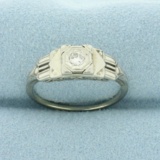 Antique Diamond Engagement Ring In 18k White Gold