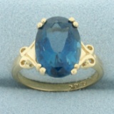 Vintage 6ct Blue Topaz Ring In 10k Yellow Gold